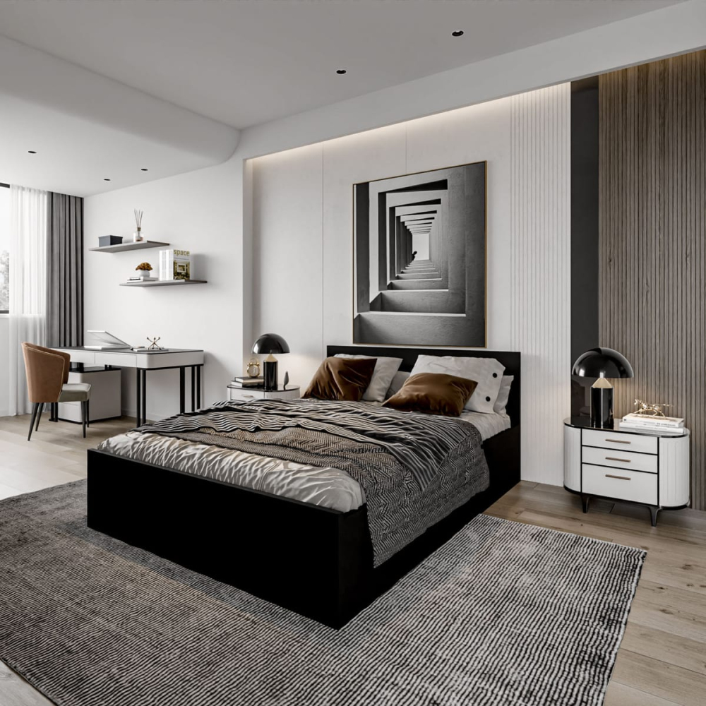 Łóżko sypialniane Mia Czarne 140x200