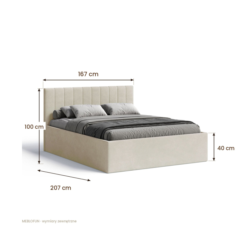 Łóżko tapicerowane RETTAN 160x200 cm - 10 kolorów
